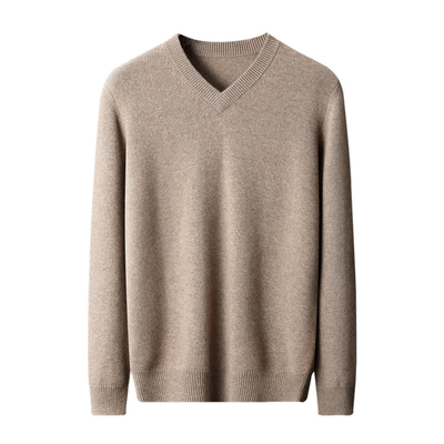 上海春竹世家男士V领纯山羊绒衫高端秋冬季加厚鸡心领针织衫毛衣