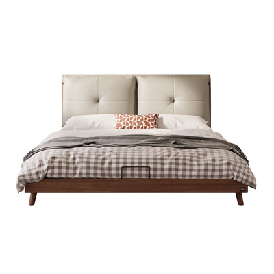 顾家木艺实木真皮软包床政府补贴