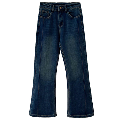 高腰显瘦加绒微喇牛仔裤女秋冬