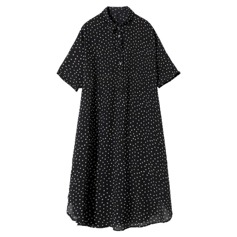 大码波点连衣裙女夏季新款