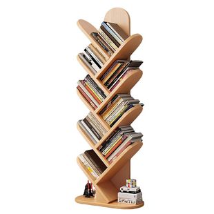 实木树形书架落地置物架客厅一体靠墙角落转角小书架窄款儿童书柜