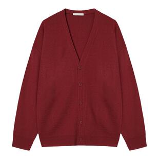 碧舍春秋薄款针织开衫男韩版潮流insV领毛衣休闲宽松纯色上衣慵懒