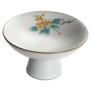 汝窑茶点盘果盘高脚盘点心水果中式高足供佛糕点陶瓷果篮零食碗碟