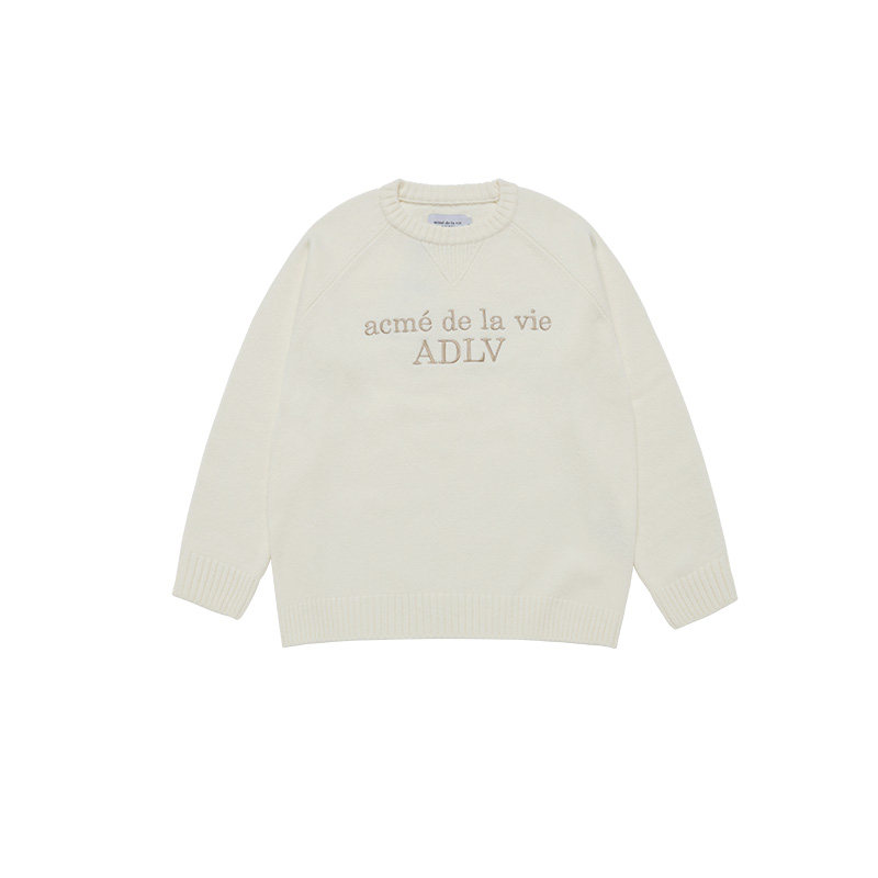 ADLV基础字母提花圆领毛衣针织衫
