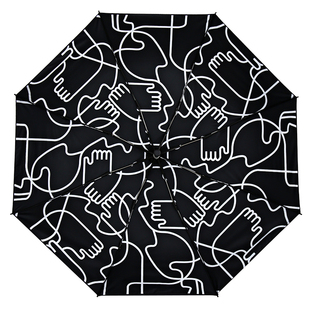 Cmon全自动晴雨伞遮阳防晒伞防紫外线两用创意五折叠黑胶太阳伞女