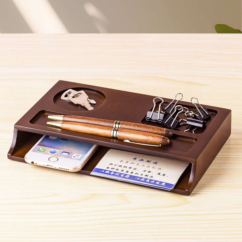 工厂直销办公桌面收纳盒木质办公室置物架文具用品文件杂物整理盒