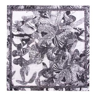 夏季轻薄纱巾柔软质感抹胸吊带丝巾外传款骷髅植物花朵印花大方巾