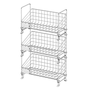 2025新款厨房调味品置物架台面水果蔬菜收纳筐可叠加不锈钢架加粗