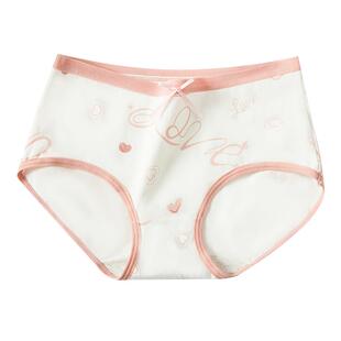 浪莎女士内裤女纯棉裆抗菌100%全棉卡通学生中腰甜系少女可爱三角