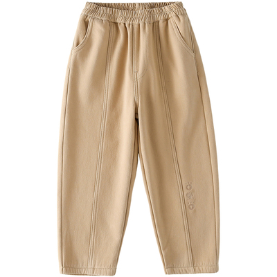 【加绒】棉花堂童装秋冬新品儿童加绒休闲裤男童梭织长裤女童加厚