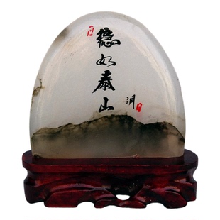 泰山石敢当雪花玉石摆件镇宅补角补靠山稳如泰山客厅家居办公室