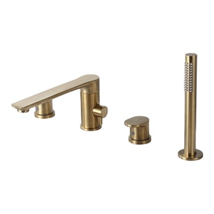 全铜浴缸龙头冷热缸边式花洒四件套拉丝金色分体冷热水笼头推荐