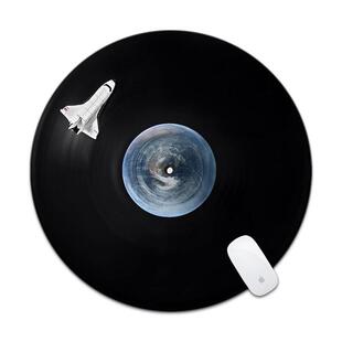 创意唱片CD圆形鼠标垫小号黑色办公桌垫电脑键盘垫加厚防滑男女生
