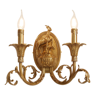 英慕灯饰法式复古奢华全铜壁灯双头楼梯玄关门厅大气卧室床头灯具