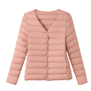 打底内胆棉衣女轻薄修身冬保暖圆V领两穿小个子羽绒棉服短款棉袄