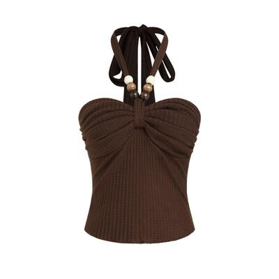 CIDER挂脖串珠短款上衣