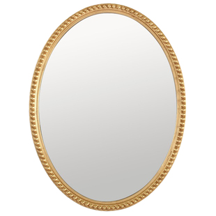 简约圆形化妆镜卫生间浴室镜壁挂艺术镜卧室梳妆镜轻奢led壁饰镜