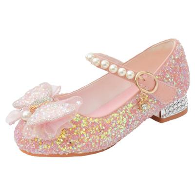 公主鞋女童白色高跟鞋春秋季皮鞋