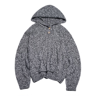 返场STILLYOU复古慵懒温柔星光杂色连帽毛衣女宽松软糯针织上衣新