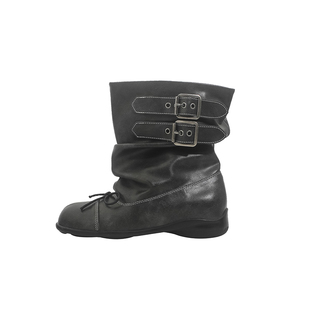 林向晚 暗黑少女~复古做旧西部靴秋冬新款短靴女大筒围褶皱堆堆靴