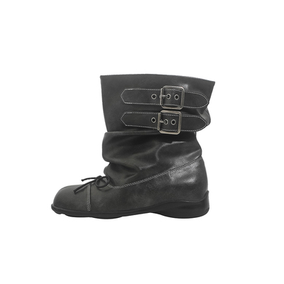 暗黑少女秋冬新款大筒围堆堆靴女