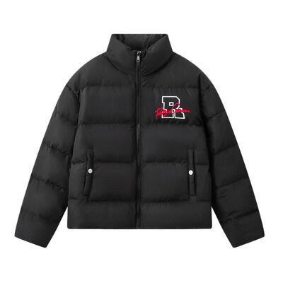 RIC字母刺绣立领羽绒服情侣外套