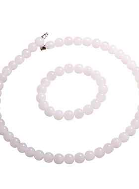 白玉10mm圆珠两件套和田玉手串