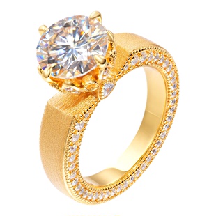 VISING珠宝3克拉莫桑钻石钻戒戒指S925银戒指手工刻丝