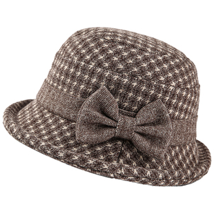 中年妈妈帽子女秋冬渔夫帽老人奶奶盆帽老太太冬季保暖毛呢带围巾