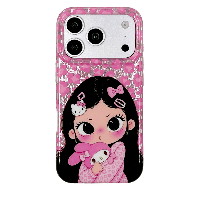 kaia 萌妹卡通粉色豹纹小满适用苹果18promax手机壳iphone16pro新款16女17pro创意15pro全包双层防摔手机套软