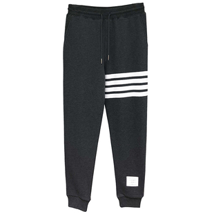 TB经典款灰色运动裤春秋宽松束脚直筒收口抽绳裤子男女情侣卫裤潮