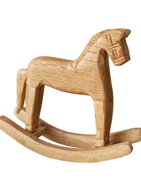 北欧松木摇马马到成功摆件