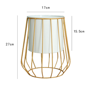 金属落地花盆装 北欧金色铁艺支架花桶网红款 饰花器摆件插花盆栽盆