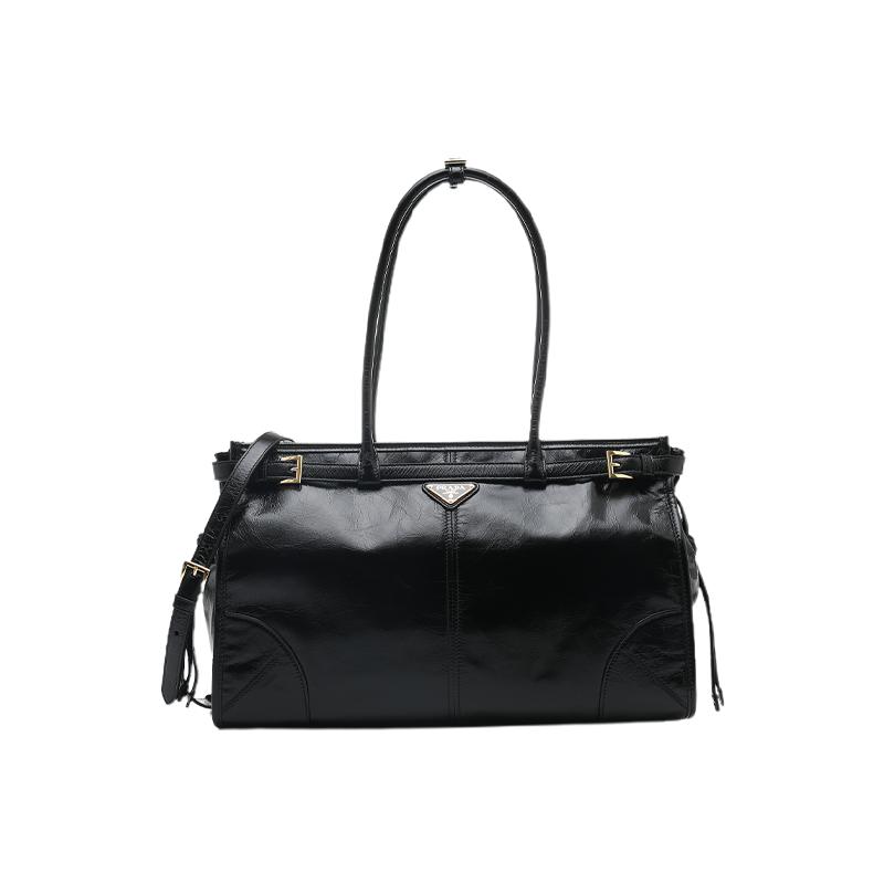 【自营】Prada/普拉达女士soft lux系列裂纹牛皮革长柄手提单肩包