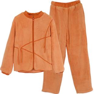 朵朵可可加厚珊瑚绒睡衣女秋冬毛绒立领长袖拉链款外穿家居服套装