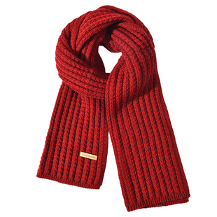 红色条纹围巾女款冬本命年新年围脖韩系氛围感披肩帽子手套三件套