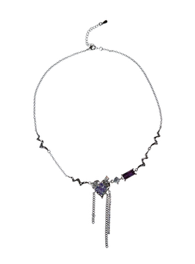 魅芽仙骨紫色爱心小众设计感项链