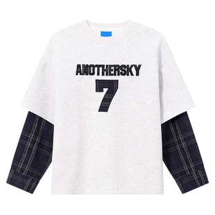 男童春装韩范假两件运动卫衣2026新款中大童学生宽松棒球风上衣