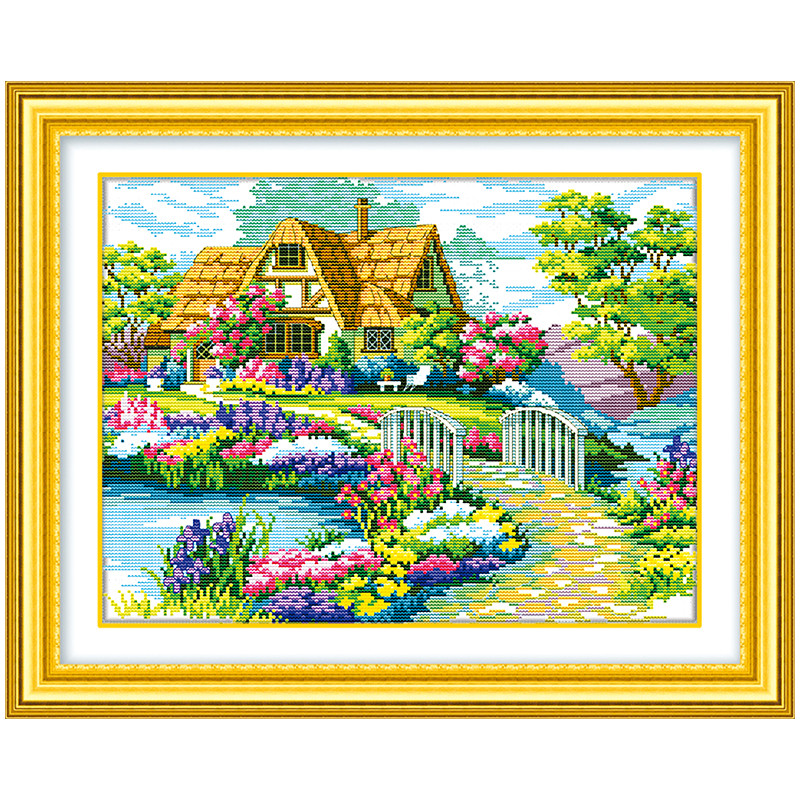 新款钻石画美丽家园餐厅卧室系列小图十字绣贴钻画田园小屋全满钻