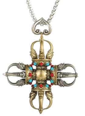 闯隆男女随身紫铜五股金刚杵吊坠