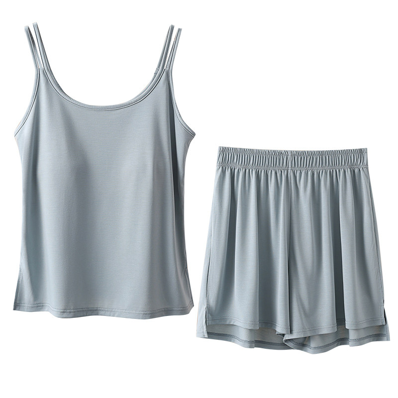 冰丝感吊带背心家居服睡衣套装