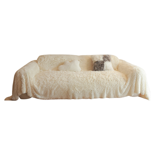 芝华士头等舱沙发盖巾2026秋冬奶油风全包毛绒单人沙发保护套罩毯