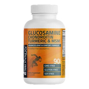 【淘金币大额补】美国bronson氨糖软骨素姜黄素氨基葡萄糖90粒