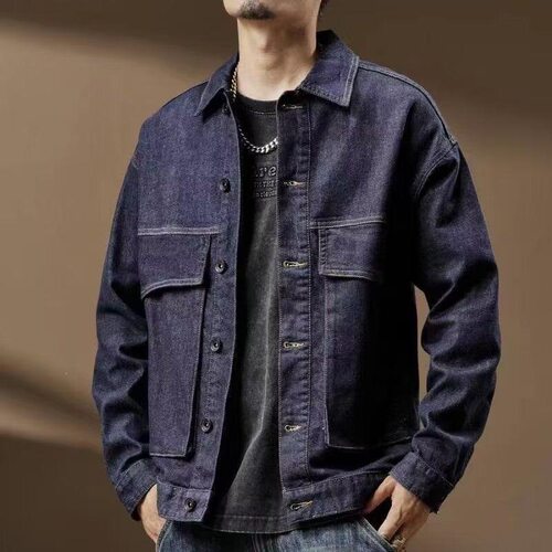 E 94607 Autumn Men's Casual Loose Denim Jacket 男士牛仔外套