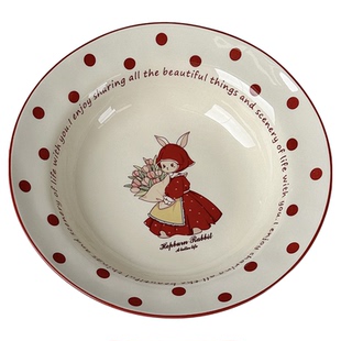 乃栗赫本兔陶瓷盘子家用菜盘深盘高颜值饭盘可爱碗碟套装乔迁餐具