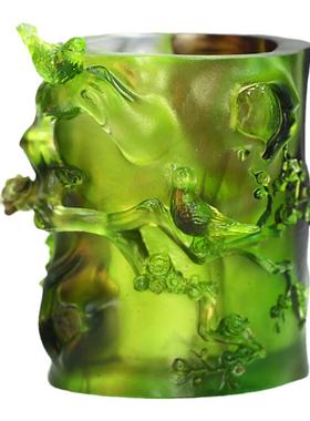 琉璃喜鹊笔筒摆件商务礼品