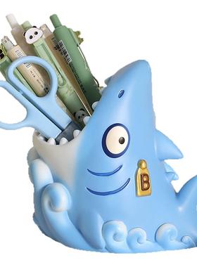 创意卡通搞怪鲨鱼笔筒摆件