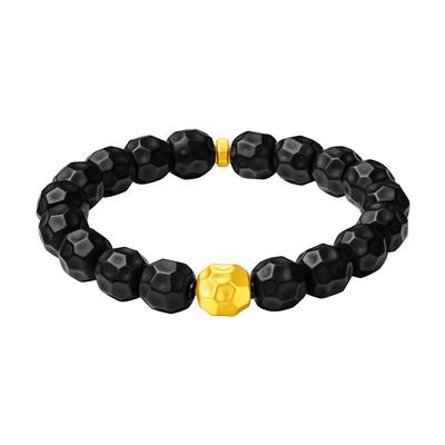 周大生黄金水晶玛瑙手串情侣款