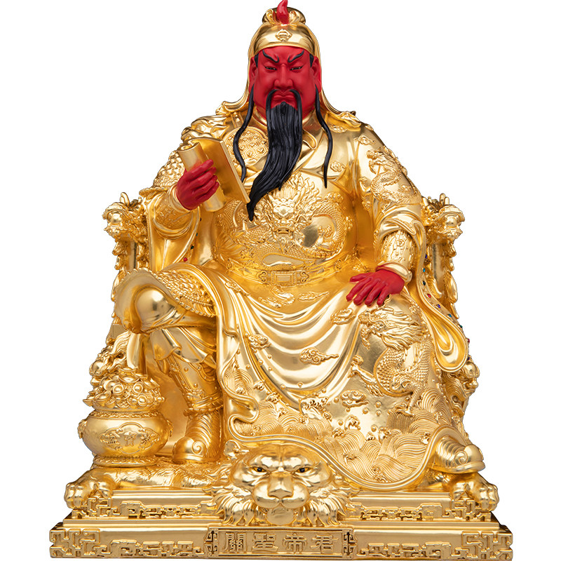铜贴金关帝武财神供奉摆件