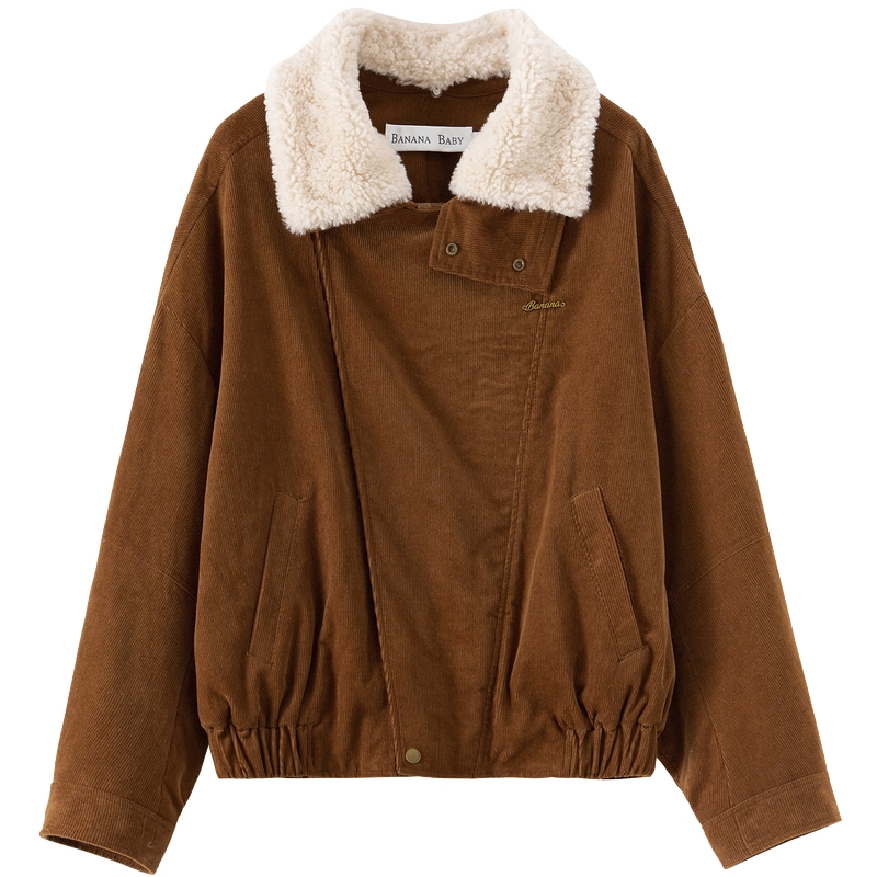 【100%棉】BANANA BABY2025年冬新款潮酷风夹克外套女灯芯绒毛领